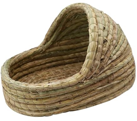 Homoyoyo Nido Intrecciato per Piccoli Animali Conigliere e Grotta per Criceti in Paglia Naturale, Letto Caldo e Traspirante per Conigli e Roditori, Cuccia Portatile per Migliorare Riposo