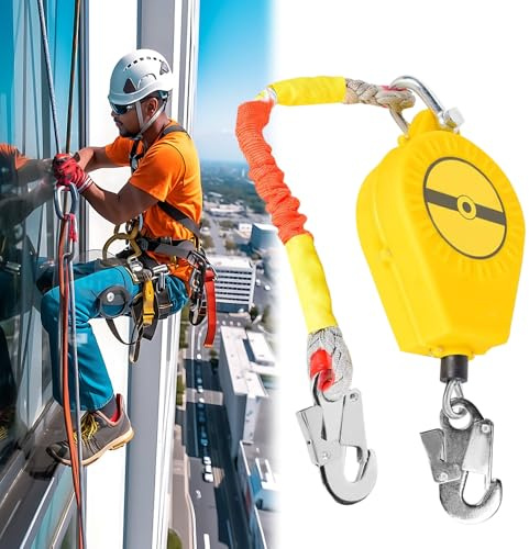RNPKZ Self Retracting Lifeline, 10M High-Altitude Fall Arrester with Double Locking Structure, Portable Retractable Lanyard Fall Arrester for Aerial Construction, Electrical Maintenance (Load 150KG)