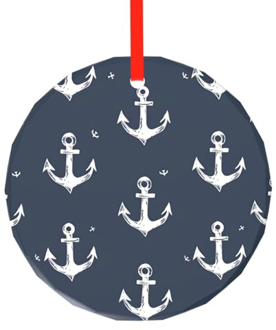 Nautiskt ankare julprydnader runda glasdekorationer hav träd dekorativt hängande hänge för jul hem kontor fest semester