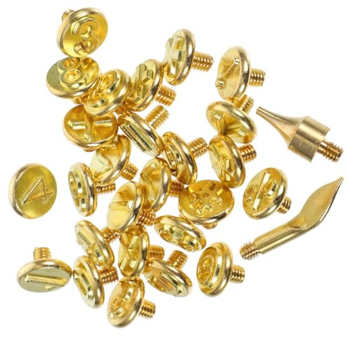 STOBAZA Set 2 Pezzi Punte per Pirografia Numeri in Ottone Kit Incisione Legno per Artigianato Fai da Te Strumenti Portatili per Goffratura e Marchiatura Creativa su Legno Pelle e Carta