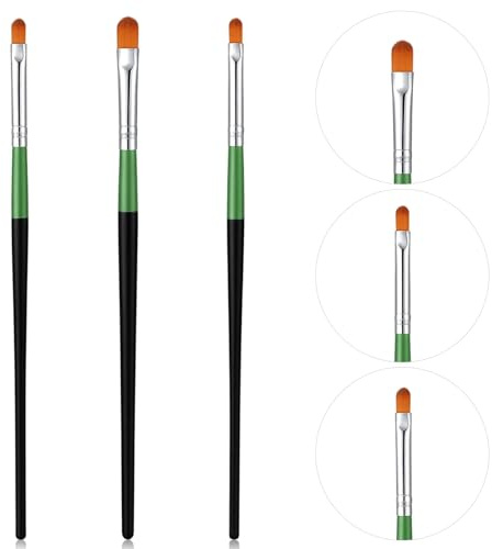 3 pennelli extra piatti rotondi e applicatori per ombretto, per sfumare correttore, sopracciglia, pennelli singoli per ombretto, strumento versatile per l'applicazione precisa e una finitura