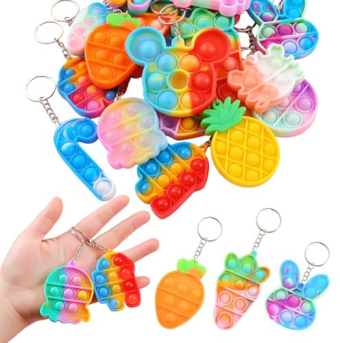 CEJAS 20 Pezzi Portachiavi pop, Mini Fidget Toys, Confezione Sfusa, Gadget Compleanno Bambini, Bomboniere per Bambini di età Compresa Tra 4 e 12 Anni, Gadget da Riempire per i Premi in Classe