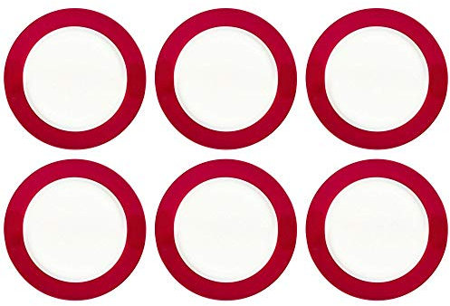 Flirt by R&B 'Doppio' Piatto Prima Colazione/Piatto da Dessert Ø 20cm, Rosso/Bianco - Rosso, 6 Stück