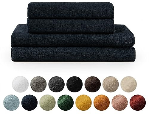 Blumtal Premium Frottier Handtücher Set 4 teilig 100% Baumwolle - Oeko-TEX zertifiziertes Badetuch 2X (70x140 cm) + Towel 2X (50x100 cm) - saugstarkes Frottiertücher Set - Handtücher Blau Dunkel