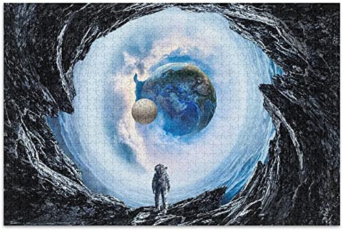 1000 Pieces Jigsaw Puzzles for Adults Kids,Galaxy Space Earth Planet Astronaut Jigsaw Puzzle Educational Games Home Decoration