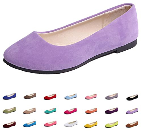 Hwalleum Women's Ballet Flats, Womens Simple Casual Flat Shoes Solid Color Pumps Ladies Girls Dolly Ballet Ballerina Work Smart Office Formal Comfort Pointed Toe Slip On Flats Shoes