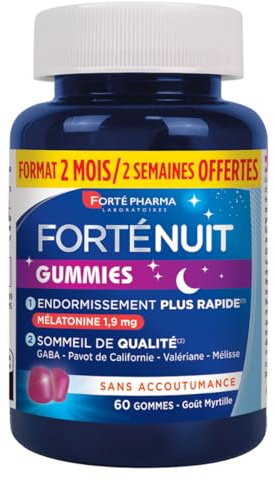 Forté Pharma - FortéNuit Gummies - Mélatonine, Plantes, GABA - 60 nuits