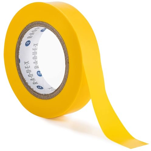 Raquex Ruban de Finition pour Raquette de Tennis, Badminton, Squash, Hockey et Sport – Ruban de Finition pour Raquette – 14 mm x 20 m (Jaune)