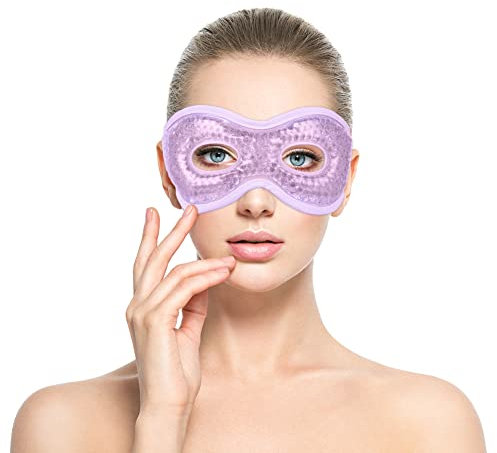 ACWOO Maschera per Occhi, Maschera Occhi Freddo Riutilizzabile, Maschera Ghiaccio Occhi a Caldo e a Freddo per Occhi Gonfi, Occhi Stanchi, Mal di Testa, Hangover, Emicrania (A-viola)