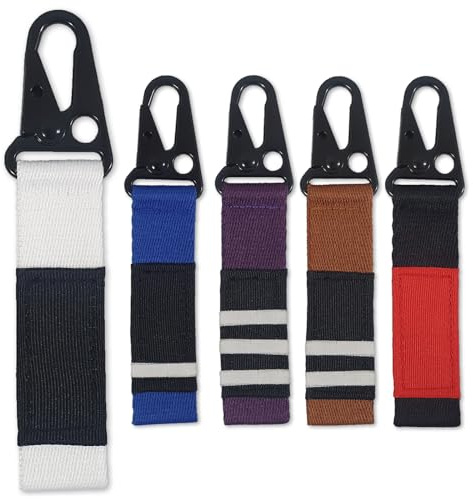 OKAPIS Jiu Jitsu Keychain BJJ Belt Promotion Gift Brazilian Jiu-Jitsu White Blue Purple Brown Black Belt Backpack Keyring (White)