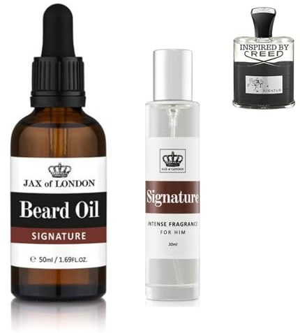 Jax of London Signature Beard Oil For Men & EDP Set Inspired By Aventus. Our Beard Care Oil Consists Of Vitamin E, Castor, Conditioning and Beard Growth With a Luxurious Long Lasting Fragrance