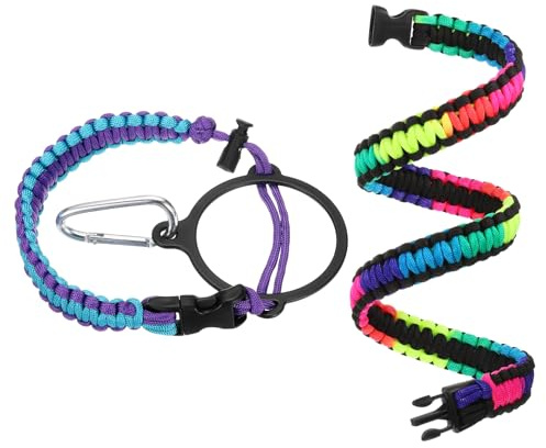 QUARKZMAN Manico Paracord, Tracolla per Bottiglia d'Acqua, Cordoncino per Cappuccio Paracord, Cordoncino per Trasporto per Bottiglie a Bocca Larga da 16oz a 64oz, Blu/Viola