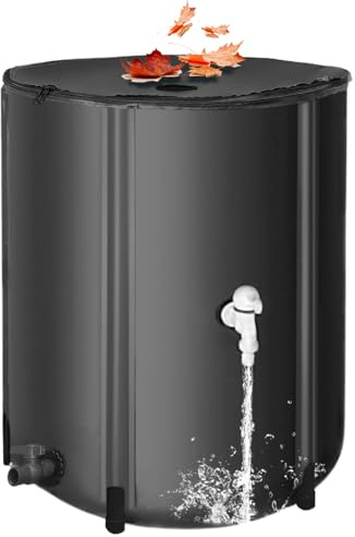 Rain Water Collection Barrel,13 Gallons Collapsible Rain Barrel Water Collection System -Portable Water Storage Tank,Foldable Rainwater Collect System Downspout, With 2 Way Zipper, Tap ＆ Support Rods