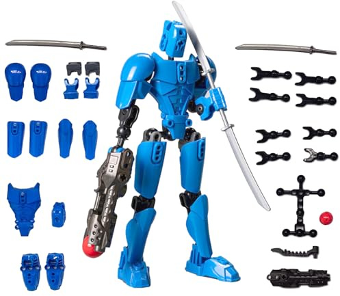 Lucky 13 Action Figures Activity Robot, Titan T13 3D Printed Mannequin Toys Multi-Jointed Movable Robots，PVC Toys Desktop Ornaments Figure ，Home Desktop Decorations Gifts for Game Lovers (blue)
