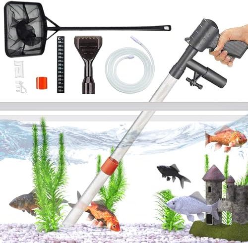 Geoyien Mulmsauger Aquarium, Aquarium Sauger, Aquarium wasserwechsel, Aquarienwasseraustauscher, halbautomatischer Wasseraustauschschlauch, pneumatische Steuerung, multifunktionales Reinigungsset