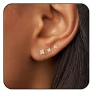 XSDSLS 3 Paires Boucles d'Oreilles Femme Petites Clou - Mini Fleur CZ Pour Multiples Oreilles