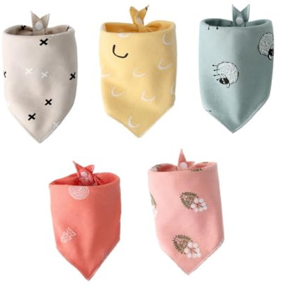 IWOWHERO Niedliche Cartoon-babylätzchen – 5 Stück Doppellagige Spucktücher Aus Baumwolle Leicht Zu Reinigen Für Neugeborene