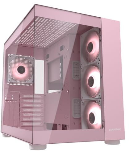 Cougar Gaming FV150RGB - Caja de ordenador para PC (Mini-ITX, Micro-ATX y ATX - Doble habitación, compatible con GPU de 400 mm, ARGB - Refrigeración avanzada - Hasta nueve ventiladores (rosa)