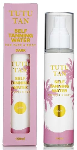 TUTU TAN Self Tanning Water for face & body 150ml tanning spray tanning water tanning mist develops in 4-6 hours with colour correcting actives infused with Vitamin C self tan overnight tan (Dark)