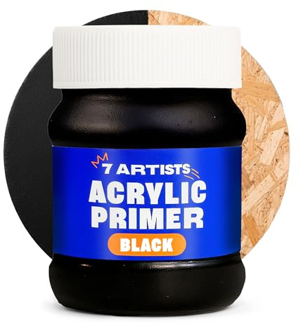 7 Artists Primer Acrilico Nero 230 ml – Gesso Artistico per Pittura e Tela, Legno e Carta | Primer Vernice a Base d’Acqua | Gesso Liquido per Decoupage e Tecniche Artistiche