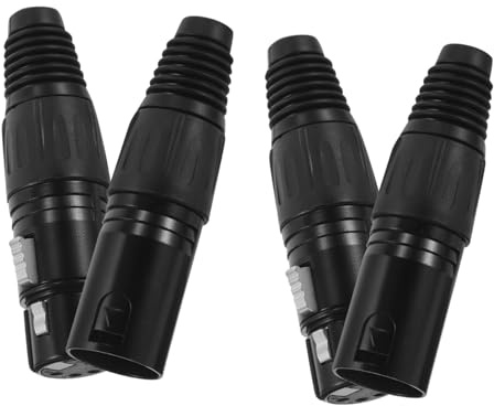 Angoily 4 Pièces Adaptateurs XLR Broches Mâle et Femelle Connecteurs Audio Mic Noirs Convertisseur Câble Micro Cuivre Compatible Studio et
