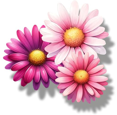 x9 Daisy Flower Vinyl Decal Sticker, Cover Mark, Floral Wall Decor, Pink