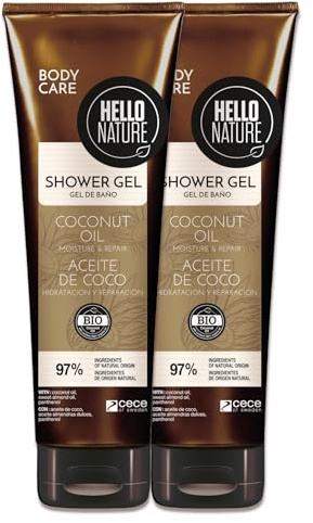P-Beauty Gel douche nourrissant avec huile de coco bio - Soin hydratant pour peaux sèches avec parfum coco - Crème de douche pour le corps à l'huile d'amande et au panthénol - Végétalien et sans