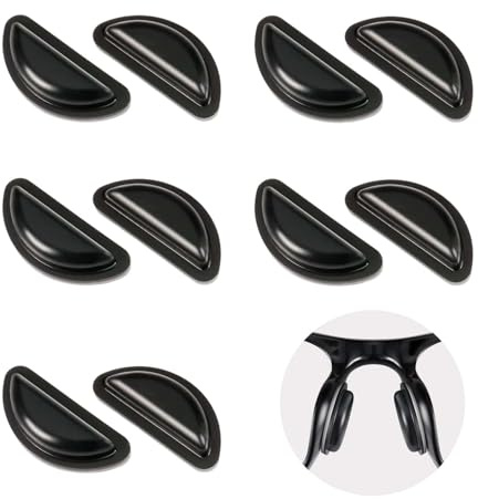 5 Pairs Silicone Nose Pads for Glasses, Anti-Slip Adhesive Glasses Nose Pads, Soft D-Shape Spectacle Nose Pads Stick On, Stop Glasses Slipping Down Nose Grips for Eyeglasses & Sunglasses
