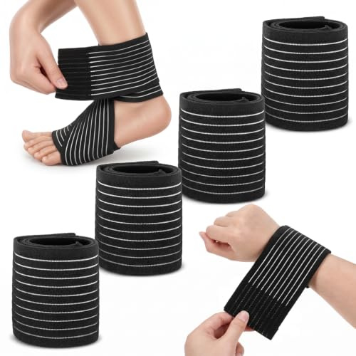 Handledsbandage och stödbandage fotled, 4 st. elastiskt bandageset | Handbandage handled handledsstöd handbandage ankelbandage fotled bandage för sport vardag