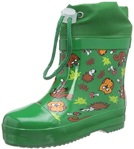 Playshoes Stivali In Gomma Foderati A Semialbero, Stivali In Gomma Foderati A Semialbero Unisex - Bambini e ragazzi, Animali Della Foresta Verde, 27 EU