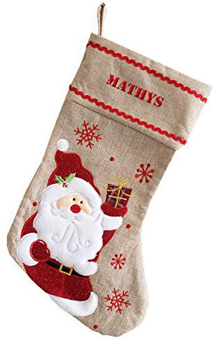 Angolo del Regalo Calza Natalizia in Lino Babbo Natale