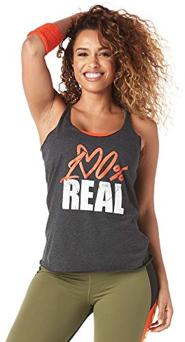 Zumba Black Loose Graphic Print Dance Tank Tops Active Workout Tops for Women