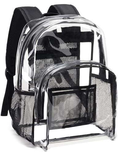 Vorspack Clear Backpack for School, Heavy Duty See Through Bookbag, Black
