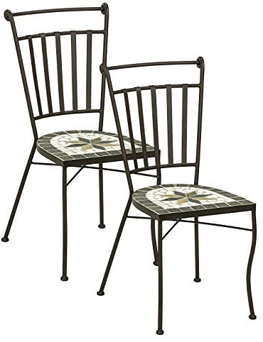 Dehner Mosaikstol Diana, 2-pack, ca 88 x 50 cm, metall, brun/grå/vit