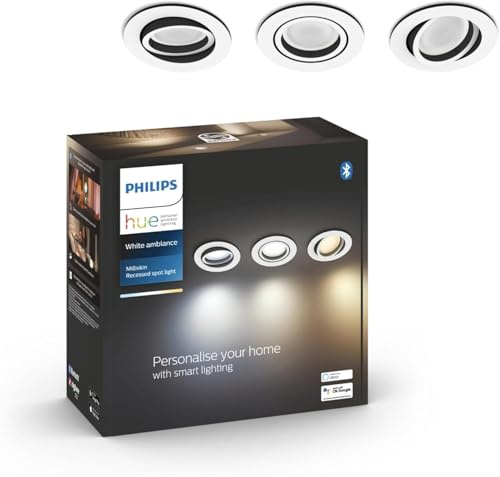 Philips Hue White Amb. Milliskin Einbauspot 3 flg. aluminium 3x350lm