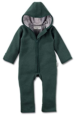 Hofbrucker Baby Walkoverall aus 100% Merino Wolle, kuschelig warmer Wollwalkanzug von Herbst bis Frühling (86/92, Waldgrün)
