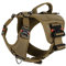 ICEFANG GN8 Quick-Moving Tactical Dog Harness with Handle ,Reflective Pet Vest,No-Pull Front Lead ,5-Points Adjustable,Hook and Loop Panel for Patch (Large (Pack of 1), Elite Brown)