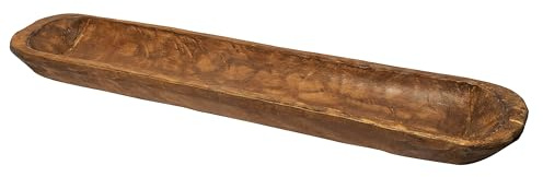 MAINEVENT Decorative Wooden Dough Bowl Decor Approx 30 Inch, Hand Carved Rustic Wood Long Bowl, Large Carved Dough Bowl, Long Wooden Bread Shaped Large Bowl Centerpiece Made in USA