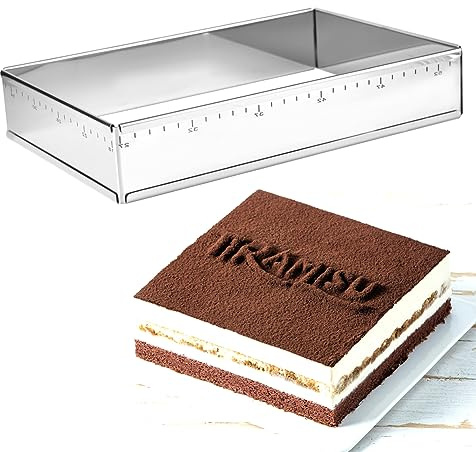 Guowall bakram rektangulär justerbar, rostfritt stål bakform tårtram för mousses, dessertkräm, kaka, 27 x 18 cm till 52 x 34 cm
