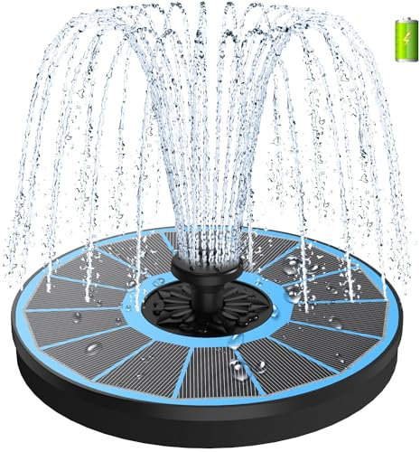SZMP Solar Springbrunnen mit 3.5 Watt, 2000mAh Akku - Arbeiten an Trüben Tagen - 2025 Upgrade Glas Solar Teichpumpe Wasserpumpe Solar Schwimmender Fontäne Pumpe mit 8 Effekte für Garten, Vogel-Bad