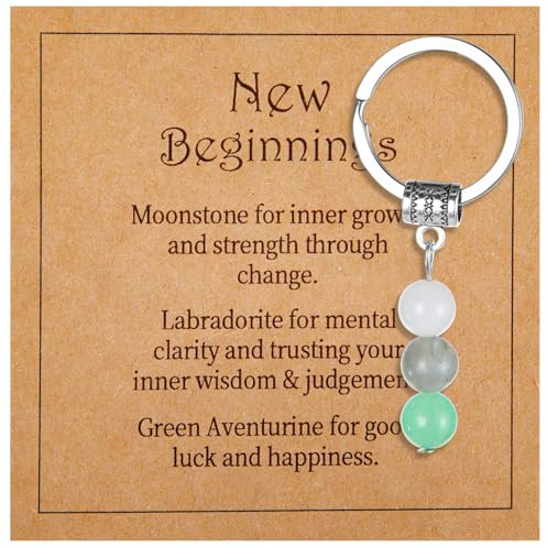 Porte-clés en cristal avec pierre précieuse - Cadeau pour soulager l'anxiété - Cadeau de Noël - Cadeau d'adieu - Cadeau pour femme, Vert/blanc, 9*9*1.2cm