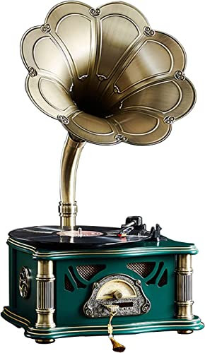Sistema de sonido Bluetooth de gramófono vintage, tocadiscos de vinilo estilo americano para sala de estar, adornos nostálgicos europeos, fonógrafo de estilo antiguo