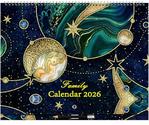 ZXHQ 2026 Family Calendar, Family Planner 2026, From Jan to Dec 2026, Large 39 x 31 cm, UK Family Planner, 6 Column Layout, Colorful Monthly Tabs, UK Holidays, Storage Pocket