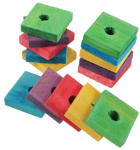 OSOLADY 50 Pieces DIY Parrot Bite Wood Chips Mixed Color Educational Bird Chewing for Cockatiels Parakeets and Small Birds Safe Entertaining Skill Development Playground