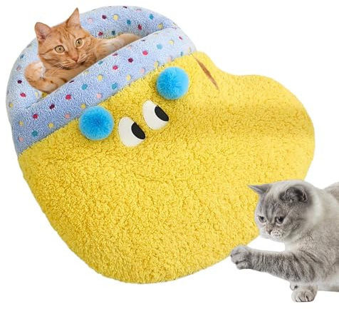 Lit Caverne pour Chat,Lit Caverne Confortable et Chaud Chien | Meuble pour Animal De Compagnie en Peluche Et Fermé,pour Intérieur Et Extérieur Sol Voyage Balcon Salon Appartement Coin Bureaux Maison