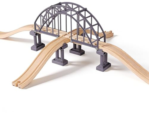 Pont de Train en Bois, Pont Rail, Jouet de Pont en Bois, Jouet pour Enfants, Compatible avec d'autres ponts, pour Les Petits âgés de 3 Printemps (Pont de Croisement)