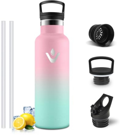 Mulbijeo Gourde Isotherme, Étanche 500ML sans BPA, Gourde Isotherme, Double Paroi, Bouteille Isotherme, 18/8 Acier Inoxydable, Gourde INOX, Bouteille d'eau pour Sport