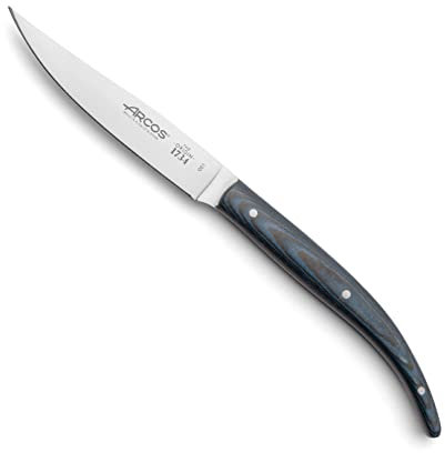 Arcos Coltello da Carne/Mesa con Lama in Acciaio Inossidabile Nitrum 110 mm – Manico Ergonomico in Poliossimetilene POM, Ideale per Tagliare con Bordo Seghettato – Blu, Serie Mesa