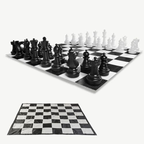 Ubergames Giga - Scacchi da giardino XXL fino a 64 cm, impermeabile e resistente ai raggi UV, scacchi + tappetino, 240 x 240 cm, 2 giocatori dai 14 anni in su