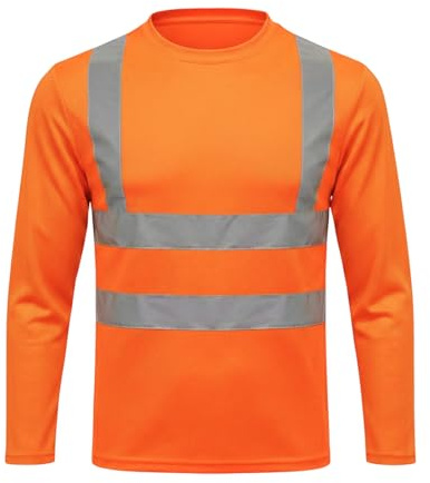 HYCOPROT T-Shirt Réfléchissant à Manches Longues Gilet de Sécurité Haute Visibilité Maille Respirante, T-Shirt Réfléchissant Léger et Respirant à Séchage Rapide